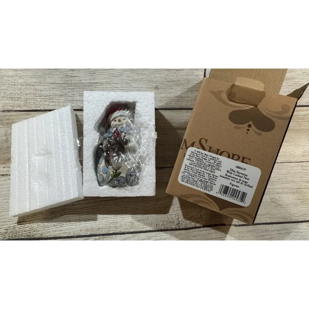 Jim Shore Mini Snowman with Cardinal on Nest Figurine #6006659 New in Box Tb18